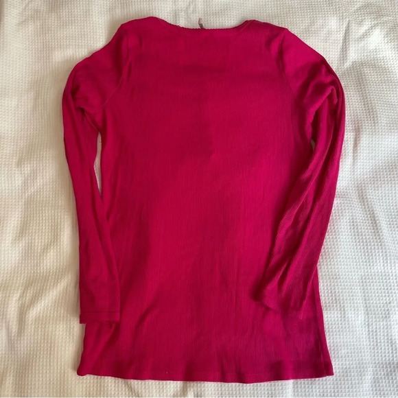 TAG pink thermal  knit long sleeve henley top M‎ - Picture 6 of 6